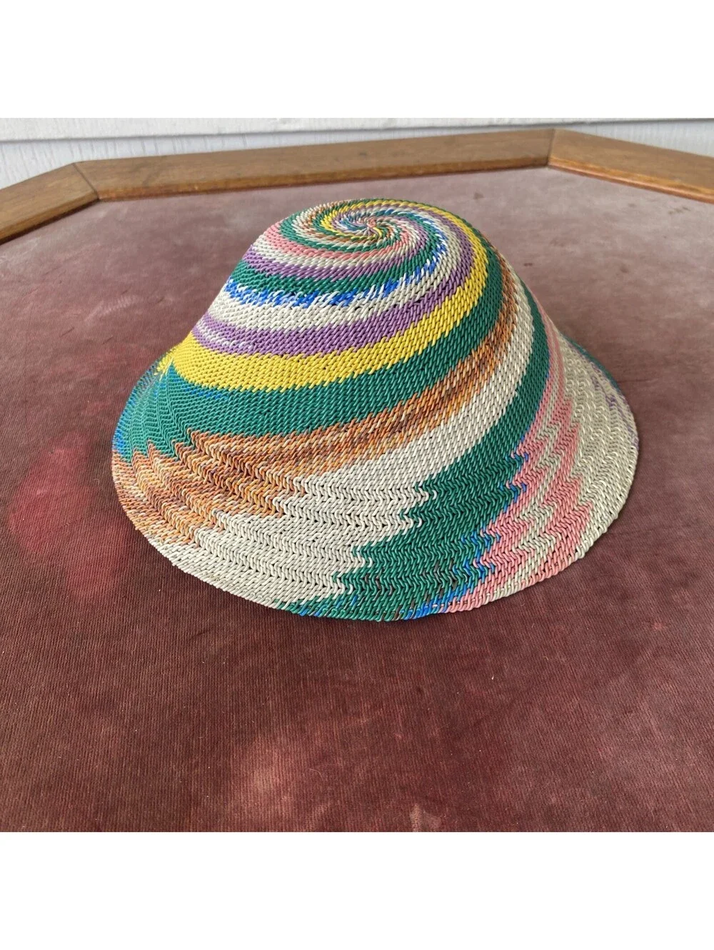 Telephone Wire Basket Bowl 10” Handmade African Zulu Art Pink Purple Green Yello